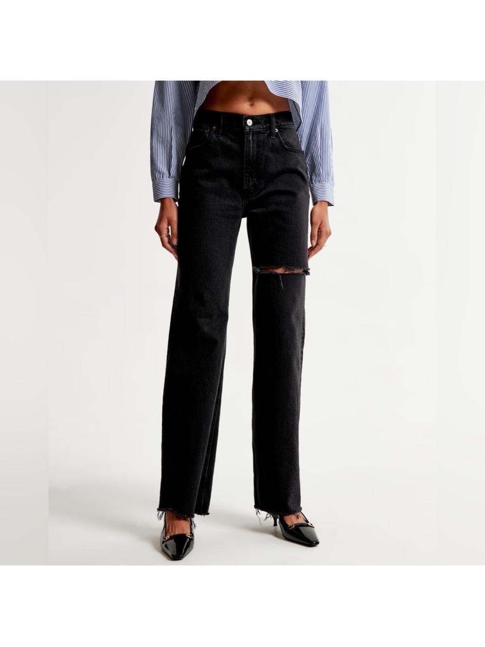 Abercrombie 90s High Rise Relaxed Jeans Thigh Slit 27R